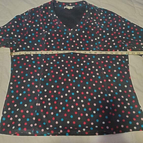 intimate essentials large womens fleece long sleeve polka dot shirt - Picture 5 of 10